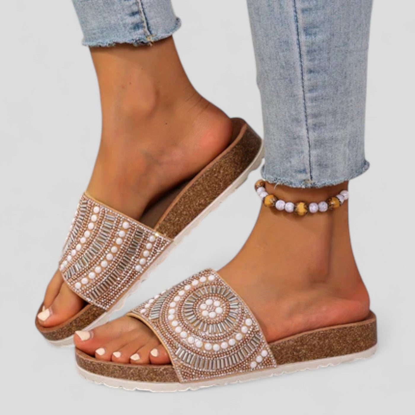 Yelina | Boho Sandals with Pearls